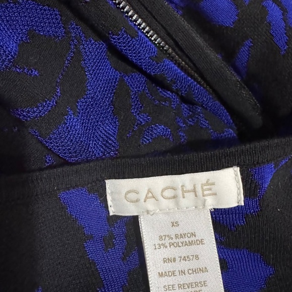 Cache Women's Blue/Black Knit Cold Shoulder Full Zip Bodycon Knit Dress Size XS - Picture 5 of 7